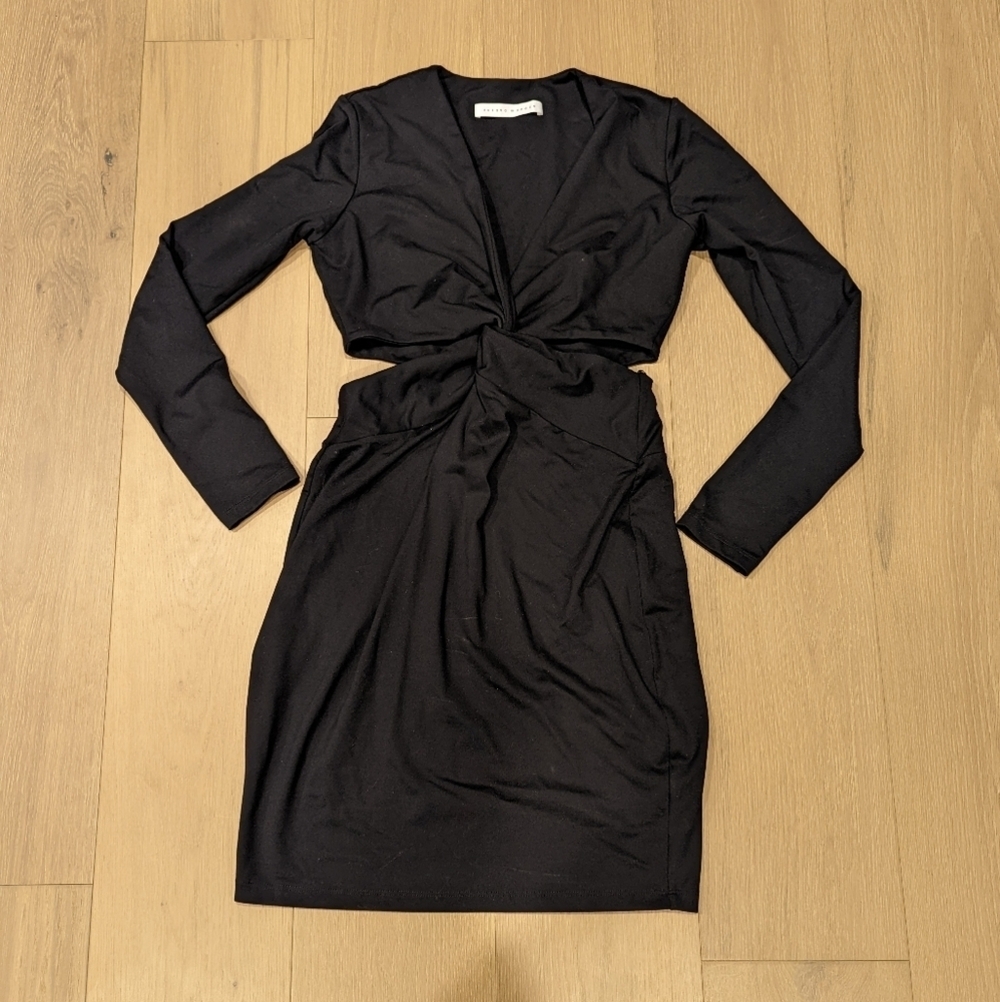 Elegant Black Twist-Front Dress with cut outs